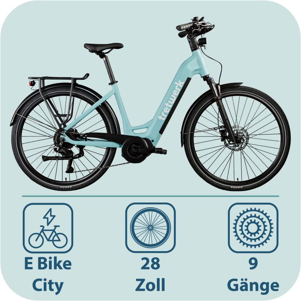 Tretwerk Amber E Bike Damen 28 Zoll Elektrofahrrad 155 - 185 cm Hollandrad Tiefeinsteiger mit 9 Gang Schaltung Bild 3