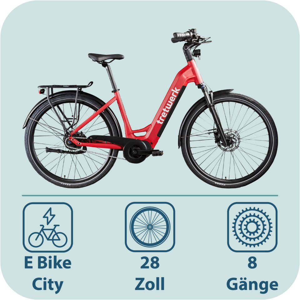Tretwerk Amber Nexus E Bike Damen 28 Zoll Elektrofahrrad 155 - 185 cm Hollandrad Tiefeinsteiger mit 8 Gang Nabenschaltung Bild 2