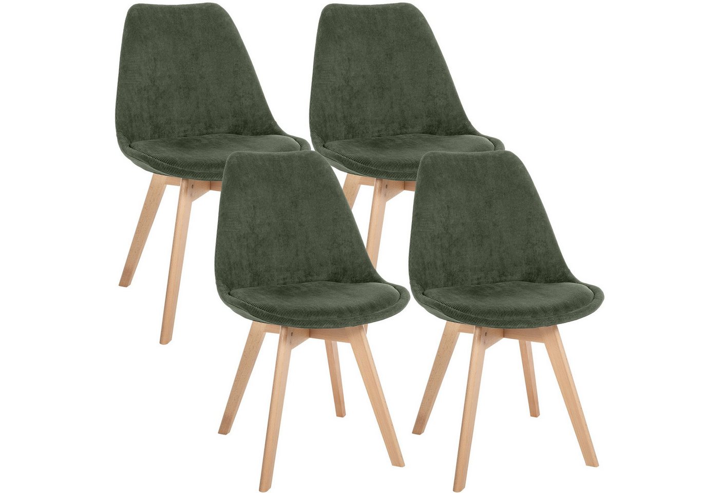 CLP Esszimmerstuhl 4er Set gepolstert Linares, Küchenstühle mit Rückenlehne und Holzgestell Buchenholz, Polsterstühle mit Bodenschonern Bild 3