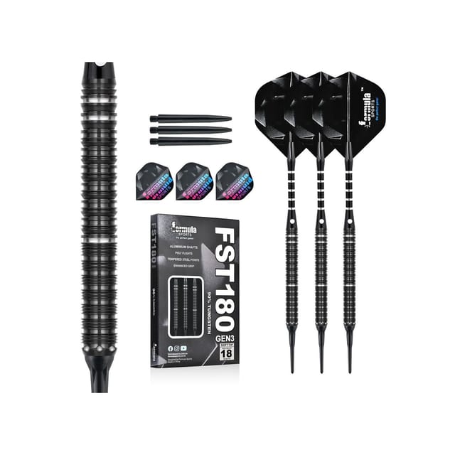 Formula FST180 GEN3 Black Silver Rings Softtip Dartset 18g Softdarts