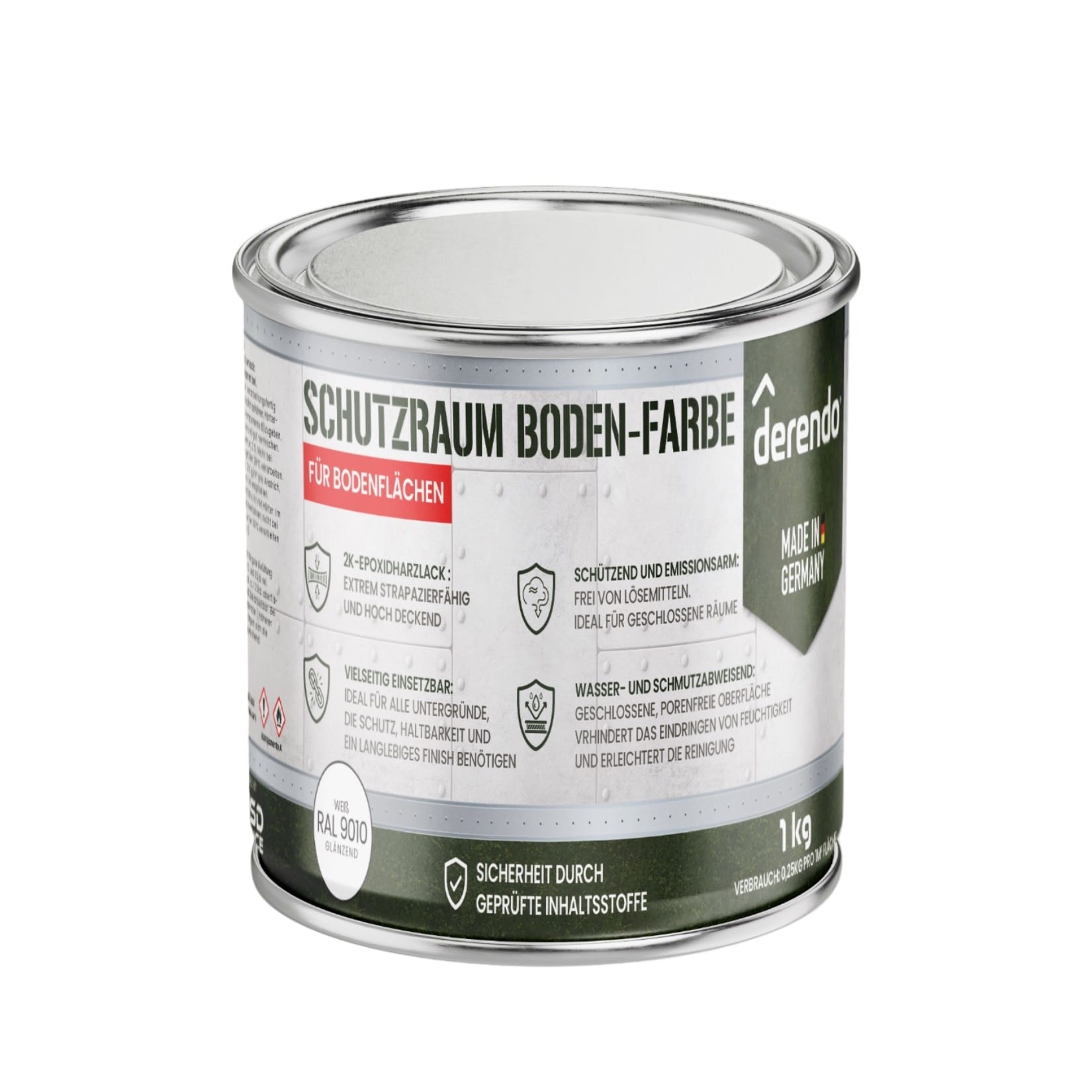 Derendo Schutzraum Bodenfarbe weiß 1kg