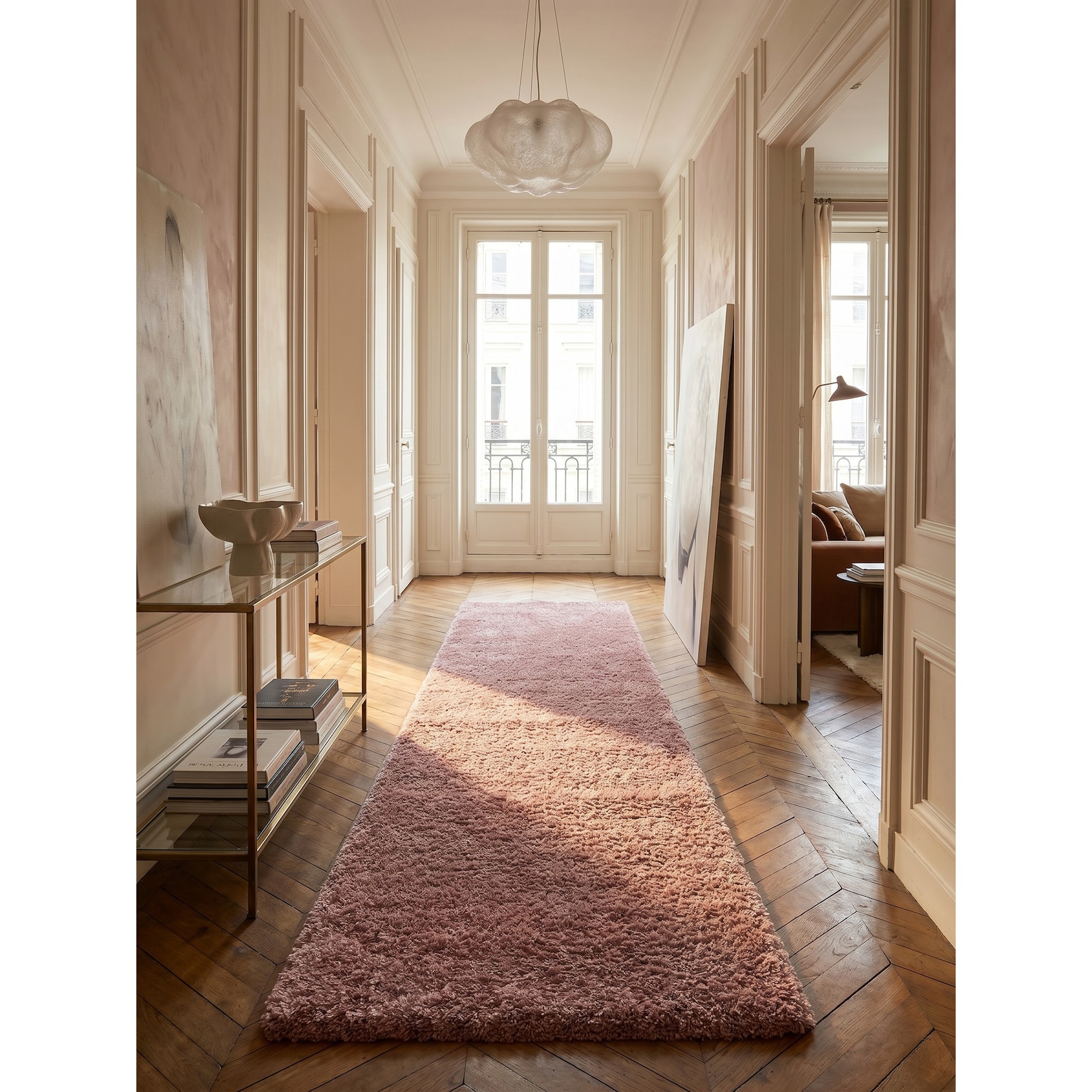 Hochflorteppich SALZACH, einfarbig, aus Polypropylen, Rosa, 80 x 250 cm