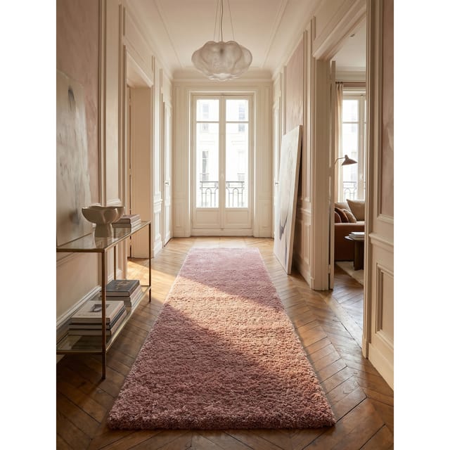 Hochflorteppich SALZACH, einfarbig, aus Polypropylen, Rosa, 80 x 250 cm