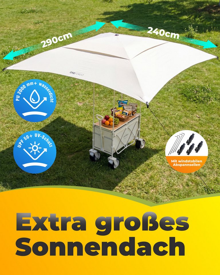 HOMECALLBollerwagen 3-in-1 Bollerwagen Faltbar mit Tischplatte Sonnendach für Sand-160L Bild 5