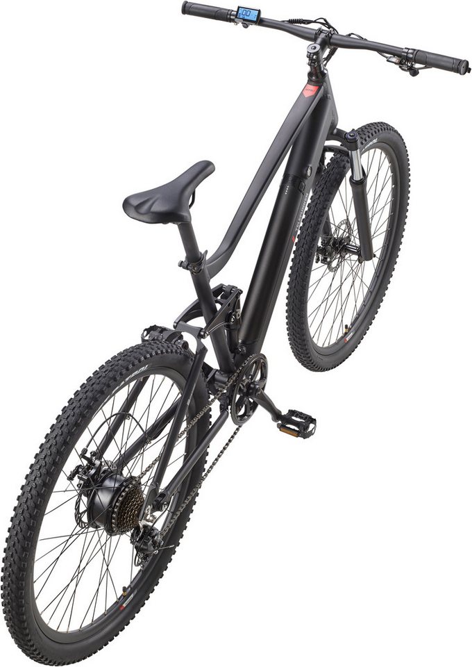 TELEFUNKEN M937 E-MTB Mountainbike Fully, 7-Gang Kettenschaltung, Heckmotor, 489,6 Wh Akku, 29" schwarz