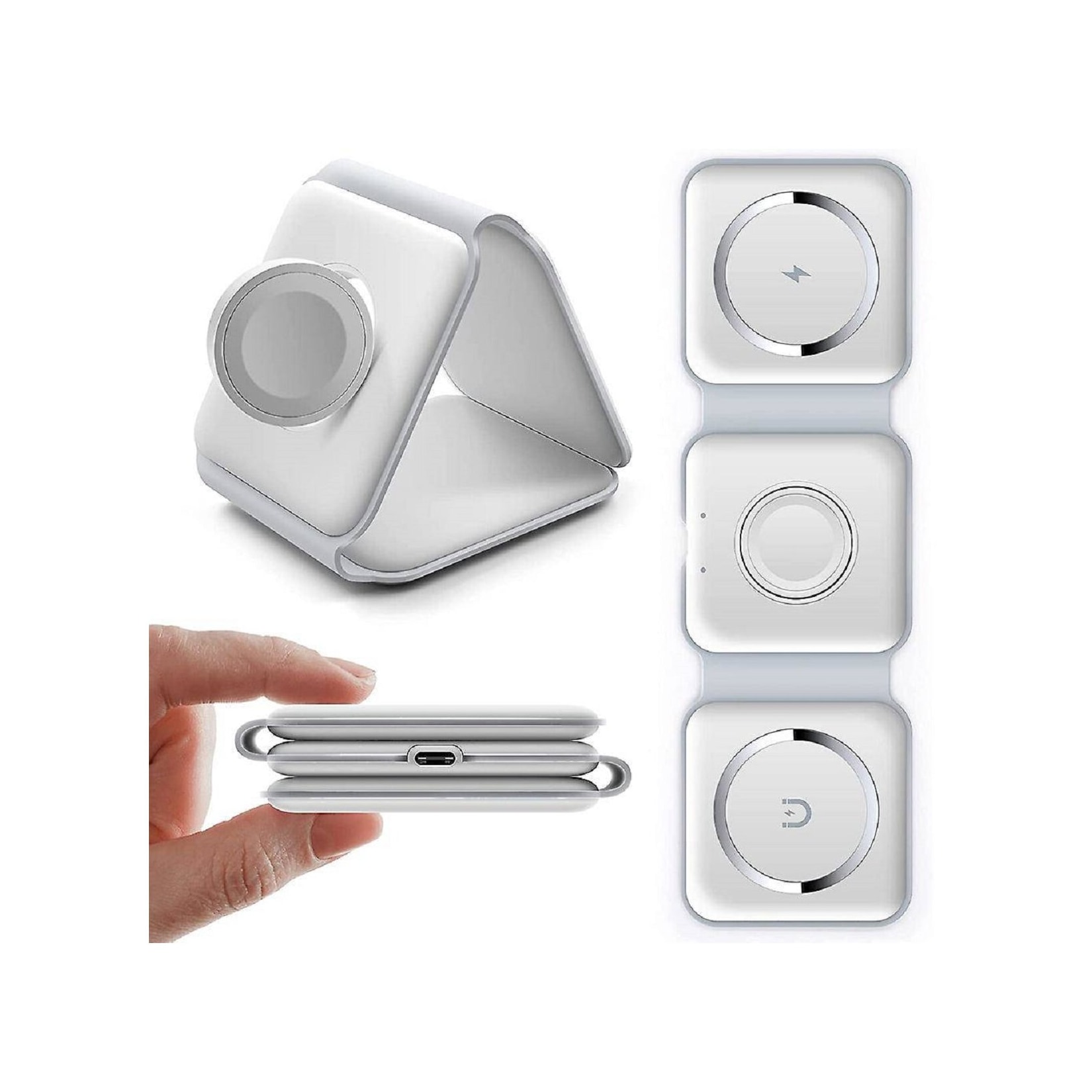 Kabelloses Ladegerät 15W für Smartphone, Apple Watch, AirPods P14 Weiß
