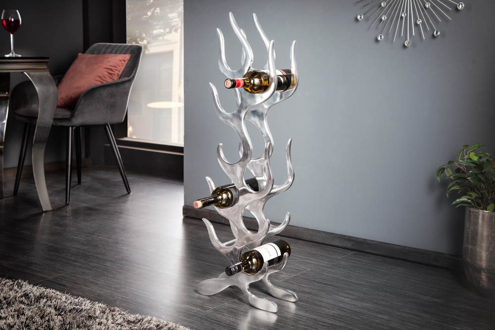 riess-ambiente Weinregal FLAME - 93cm silber für 9 Flaschen Flaschenhalter modern