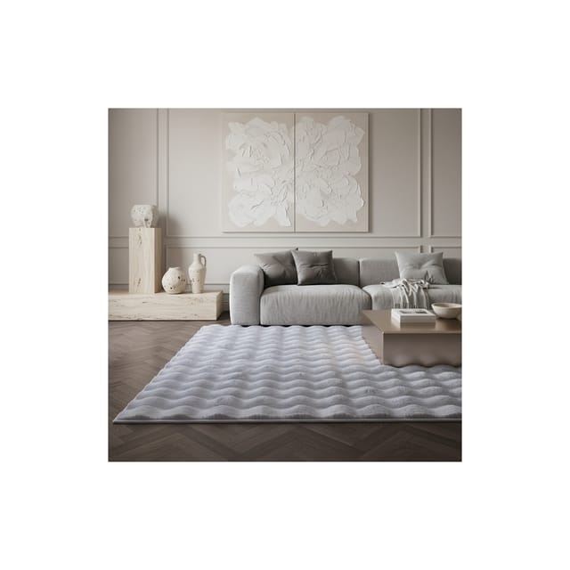 Teppich Hochflor Waschbar NAUDERS in Silber, einfarbig, 140 x 200 cm
