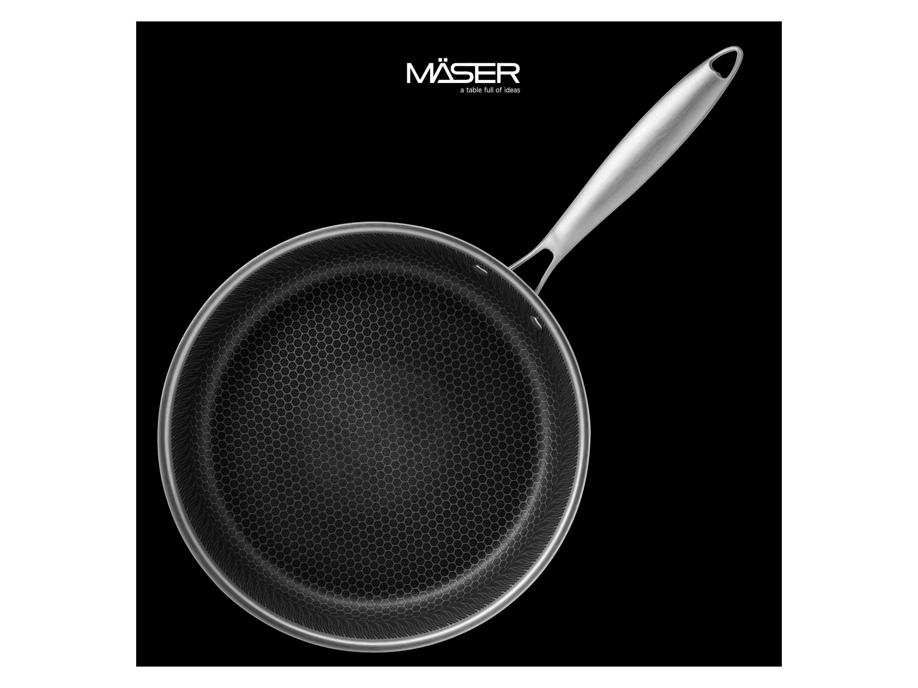 Mäser Bratpfanne 32 cm, Edelstahl Hestia Keramik Silber / Schwarz
