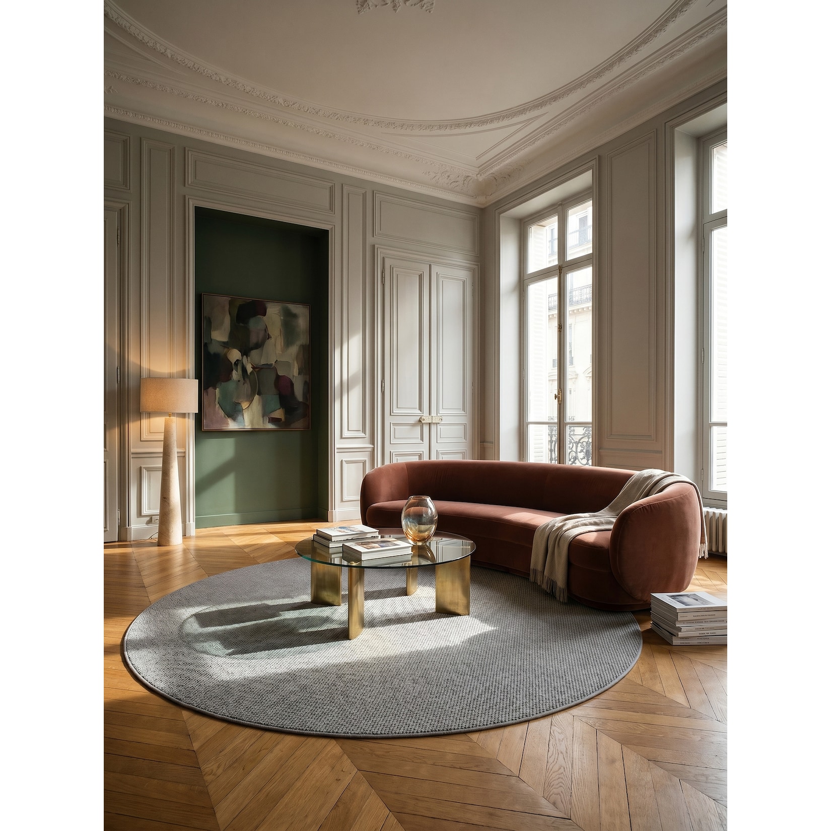Flachgewebe-Teppich Berber-Tradition Silber 120x120 cm Uni meliert