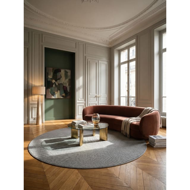 Flachgewebe-Teppich Berber-Tradition Silber 120x120 cm Uni meliert