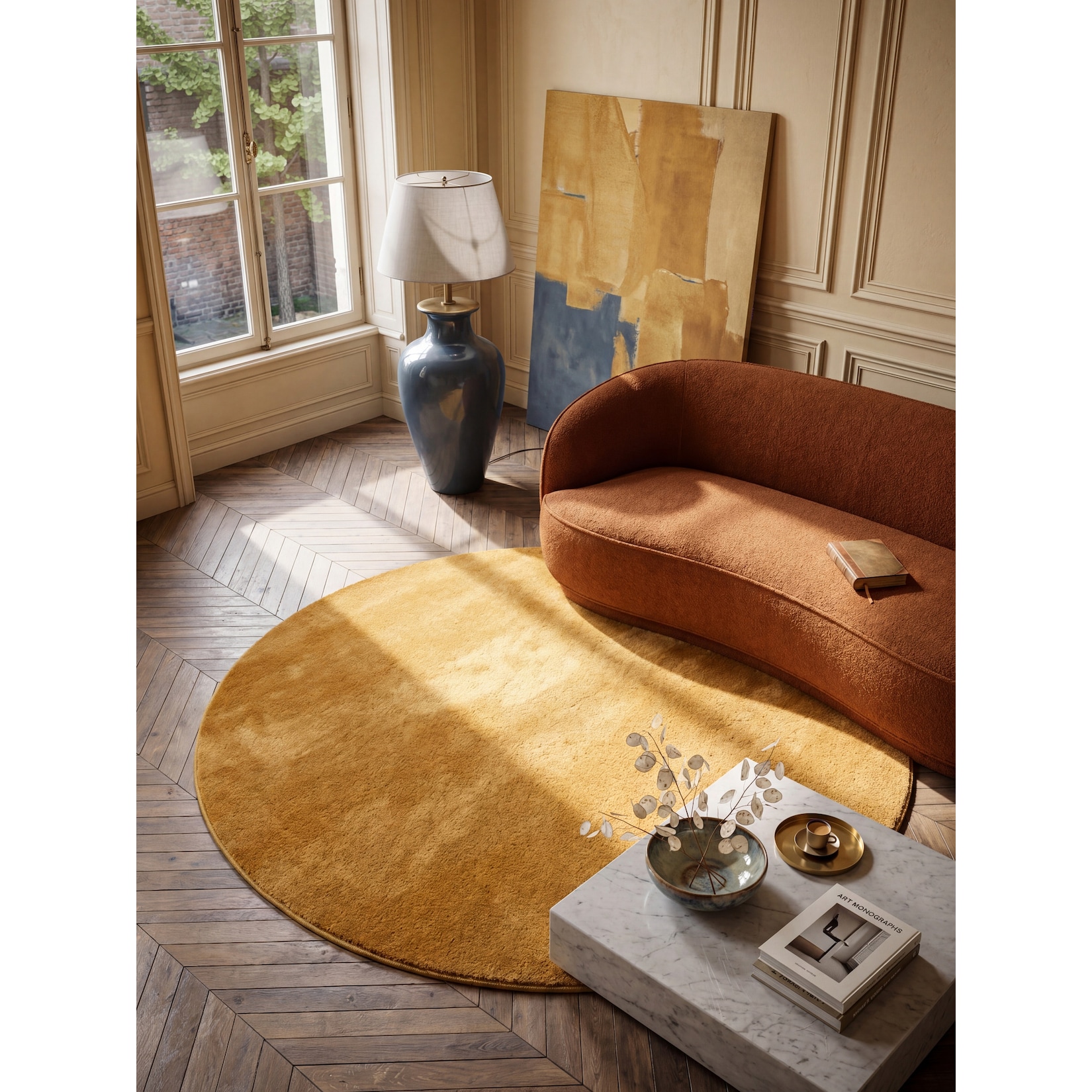 Teppich Antirutsch Gold 200x200 cm - ALDAN Kadima Design