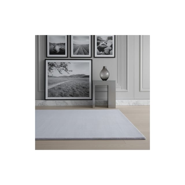 Kurzflorteppich Waschbar NECKAR, einfarbig, aus Polyester, Silber, 240 x 340 cm