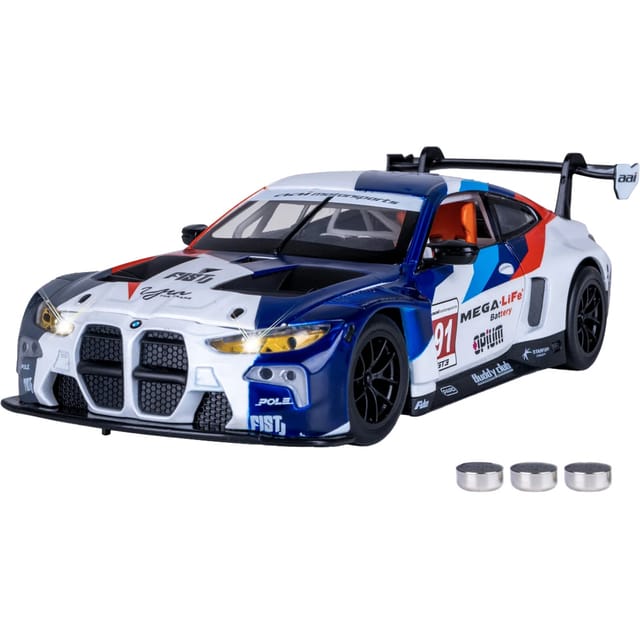JAMARA BMW M4 GT3 Diecast 1:24 weiß inkl. Knopfzellen