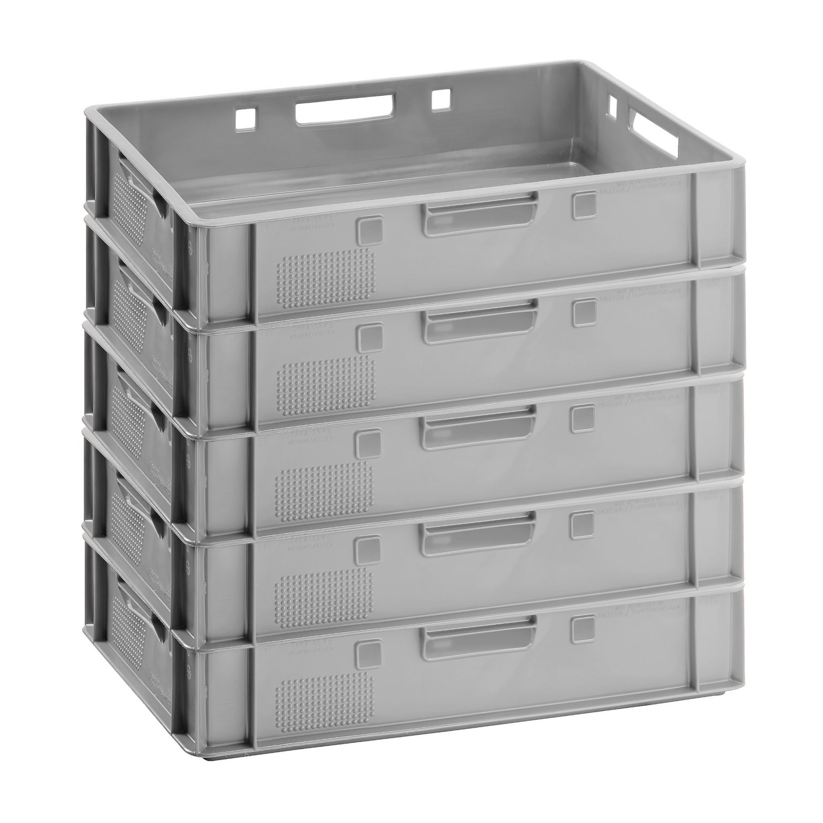 BURI Fleischerkiste E1 Metzgerkiste 5x Fleischkiste flach 60x40x12,5 grau