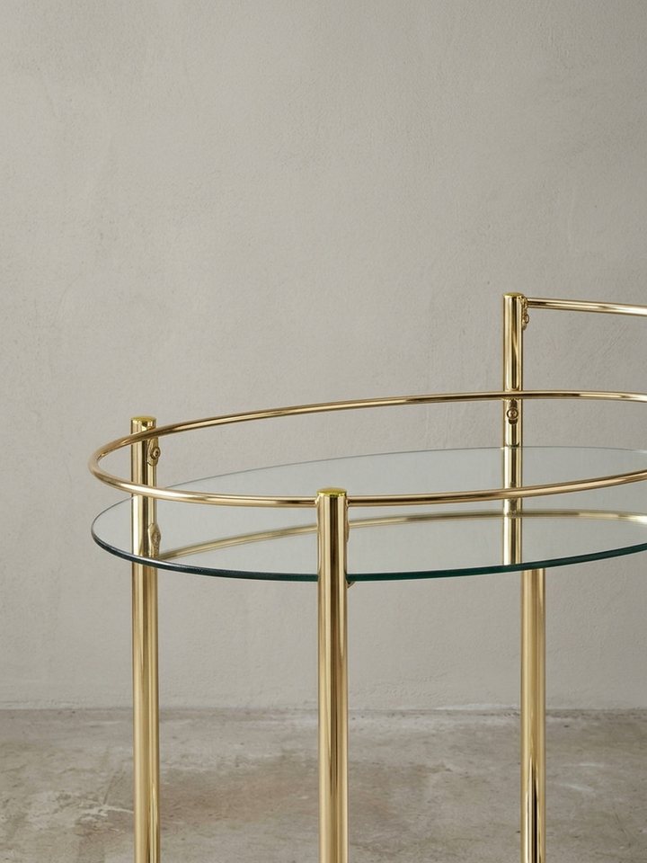 Servierwagen – Gold, 67x79 cm, Weißglas, auf Rollen