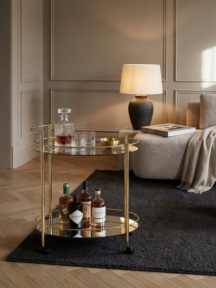 Servierwagen – Gold, 67x79 cm, Weißglas, auf Rollen Bild 2