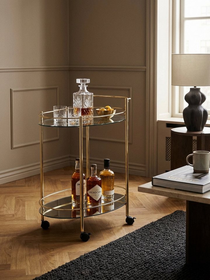 Servierwagen – Gold, 67x79 cm, Weißglas, auf Rollen Bild 3