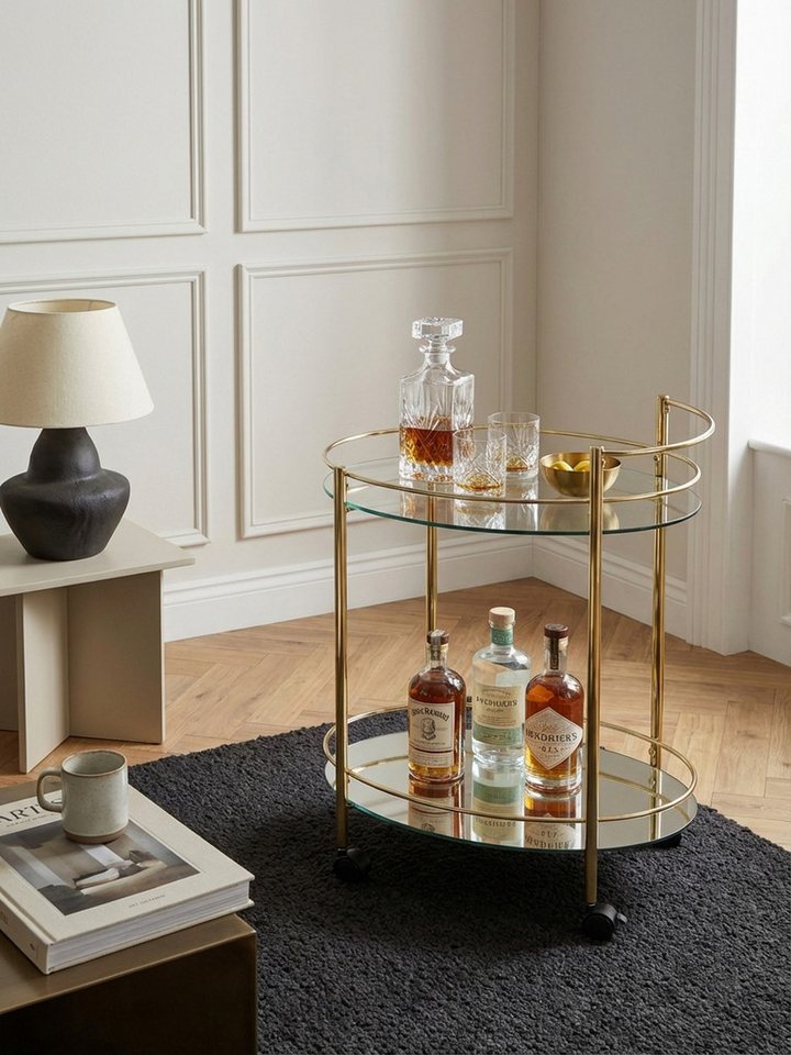Servierwagen – Gold, 67x79 cm, Weißglas, auf Rollen Bild 5