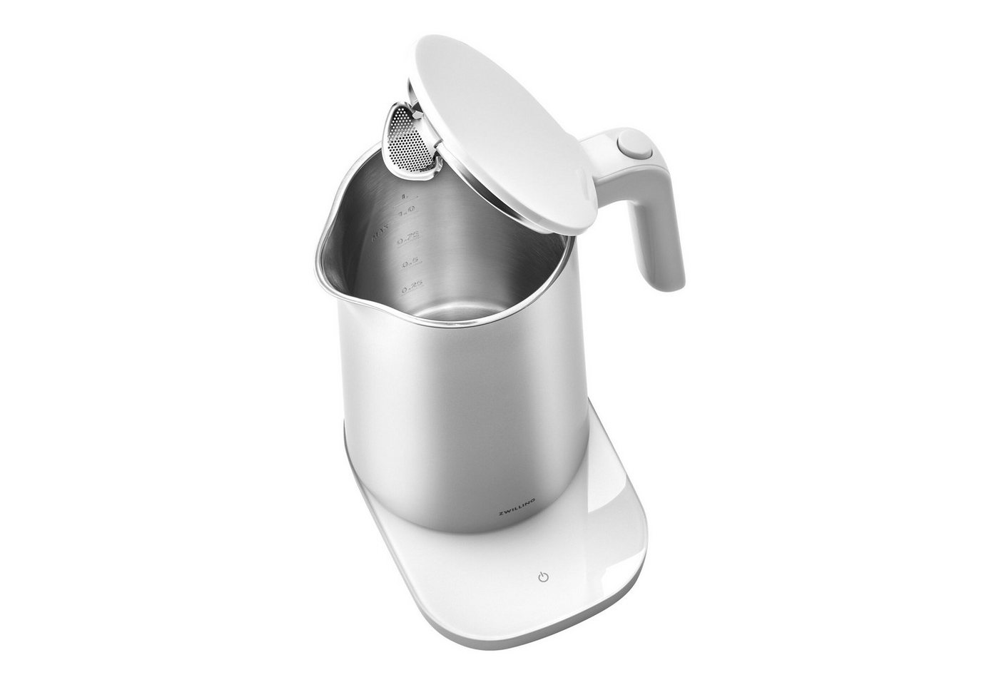 ZWILLING 1027166 Enfinigy Wasserkocher (1 Liter, 1.850 Watt, Kunststoff/Edelstahl, Silber, 6 Temperatureinstellungen, Warmhalten, 360°-Basisstation, Sensor-Touch-Display, Doppelwandgehäuse, 70-Grad-Öffnung) Bild 2