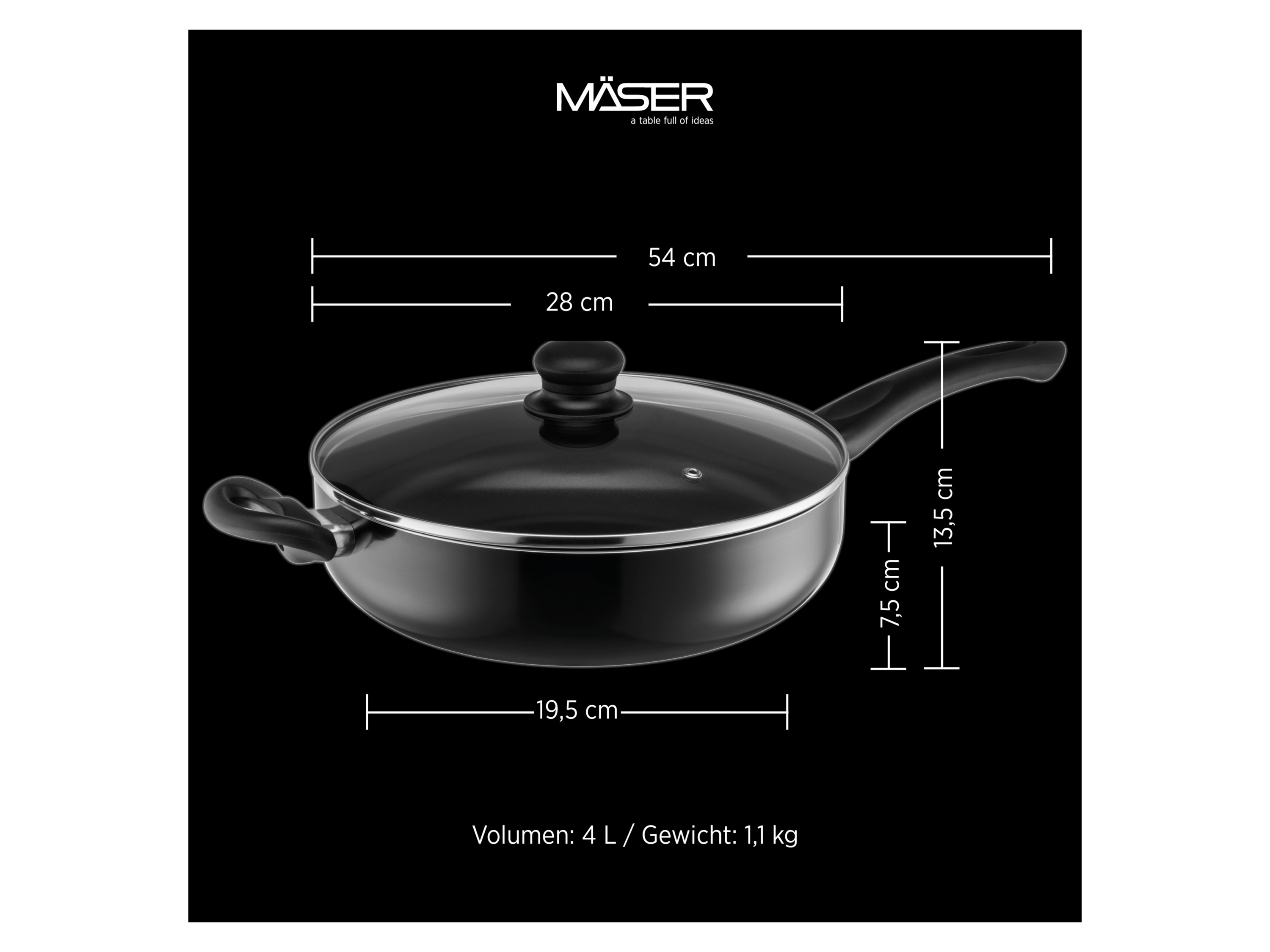 Mäser Hochraumpfannen Set, 3-tlg., Aluminium Ezaki Schwarz Bild 2