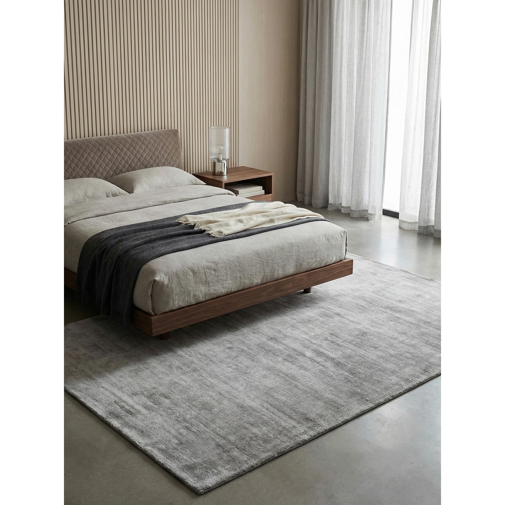 Viskoseteppich handgewebt BARI, einfarbig, Silber, 120 x 170 cm