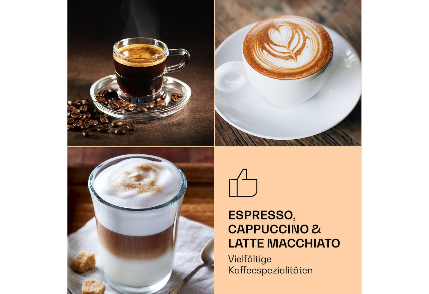 Gusto Classico Espressomaker 1350 Watt 20 Bar Druck 1,5 Liter Schwarz