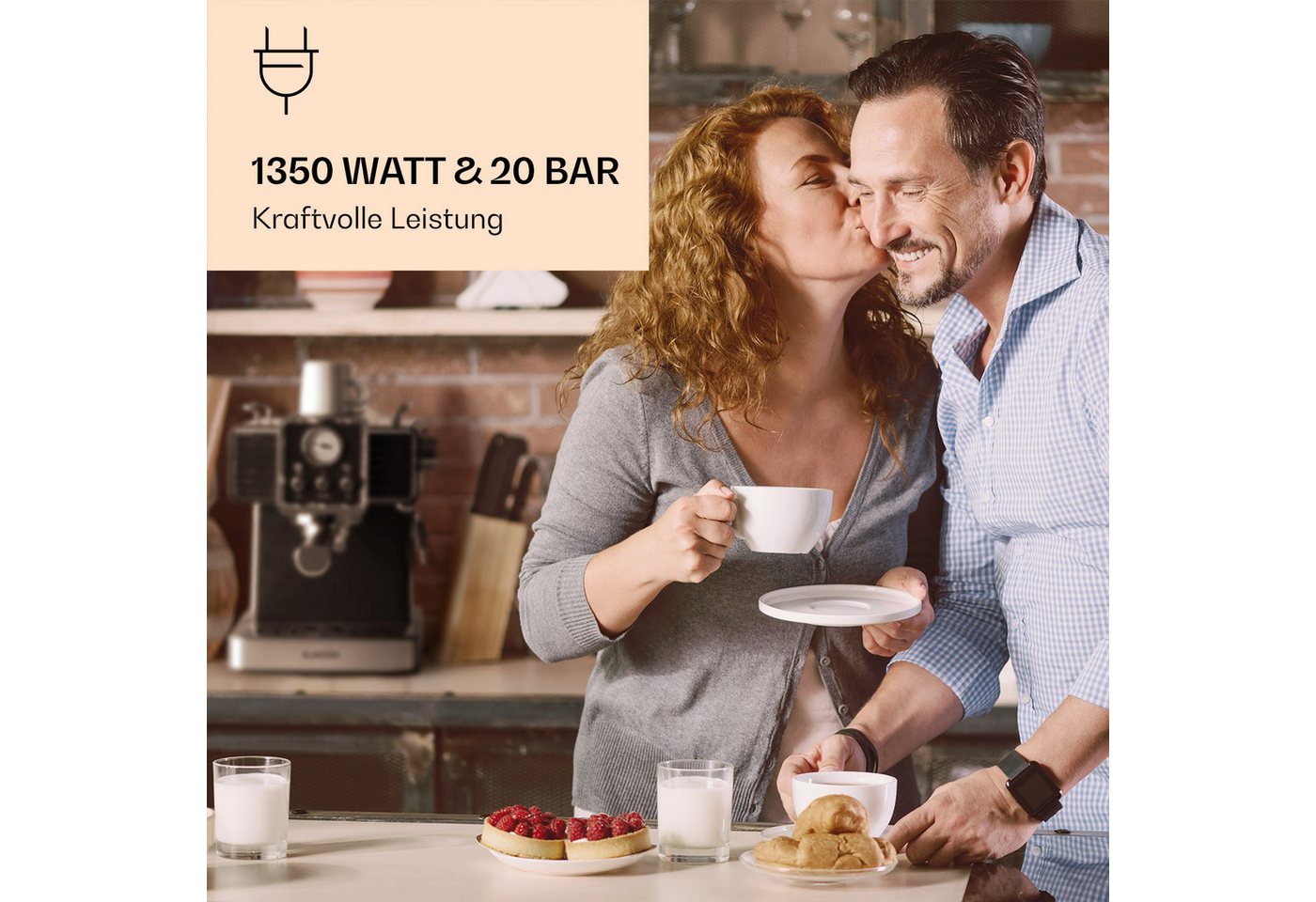 Gusto Classico Espressomaker 1350 Watt 20 Bar Druck 1,5 Liter Schwarz Bild 3