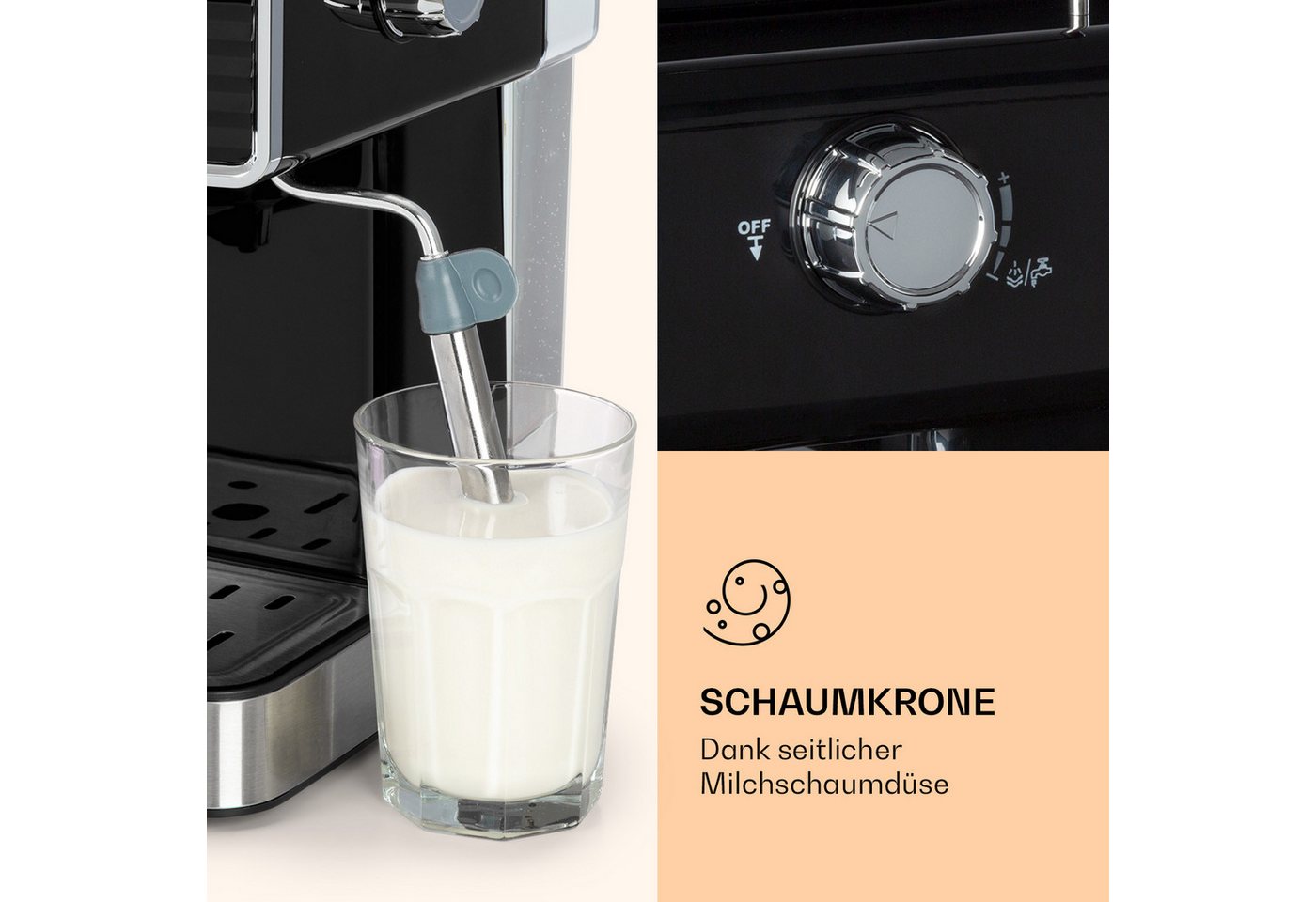 Gusto Classico Espressomaker 1350 Watt 20 Bar Druck 1,5 Liter Schwarz Bild 4