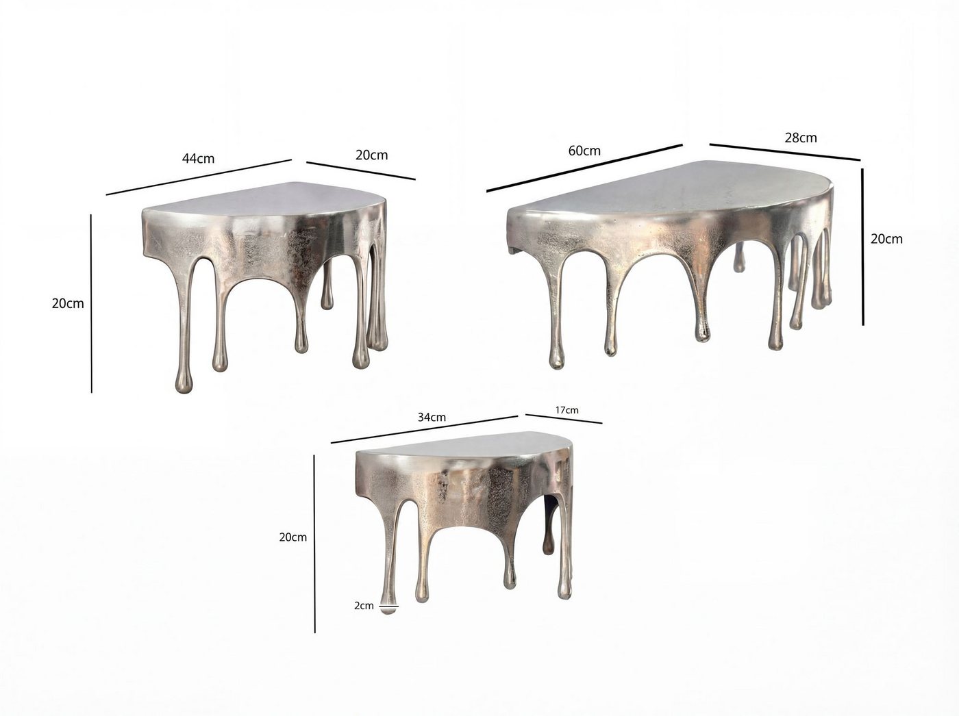 Wandregal 3er Set Alu Silber Tropfen Optik Hängeregal Schweberegal Wandboard Bild 5