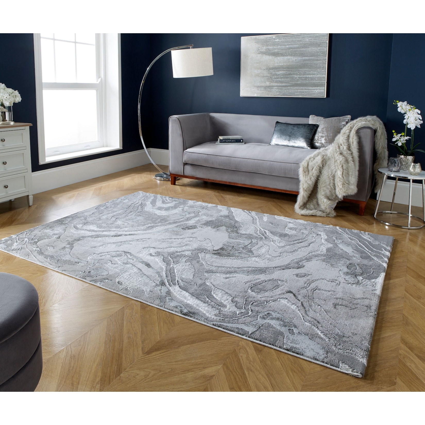 Teppich abstrakt Silber 80 x 150 cm - OUSE Kadima Design