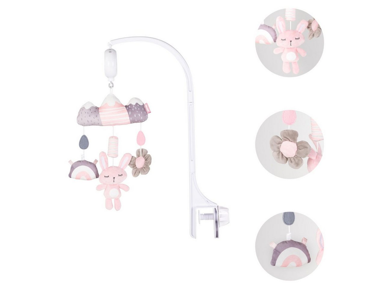 Chipolino Musik Mobile sleeping Rabbit Lautstärkeregelung Melodien Regenbogen rosa Bild 3