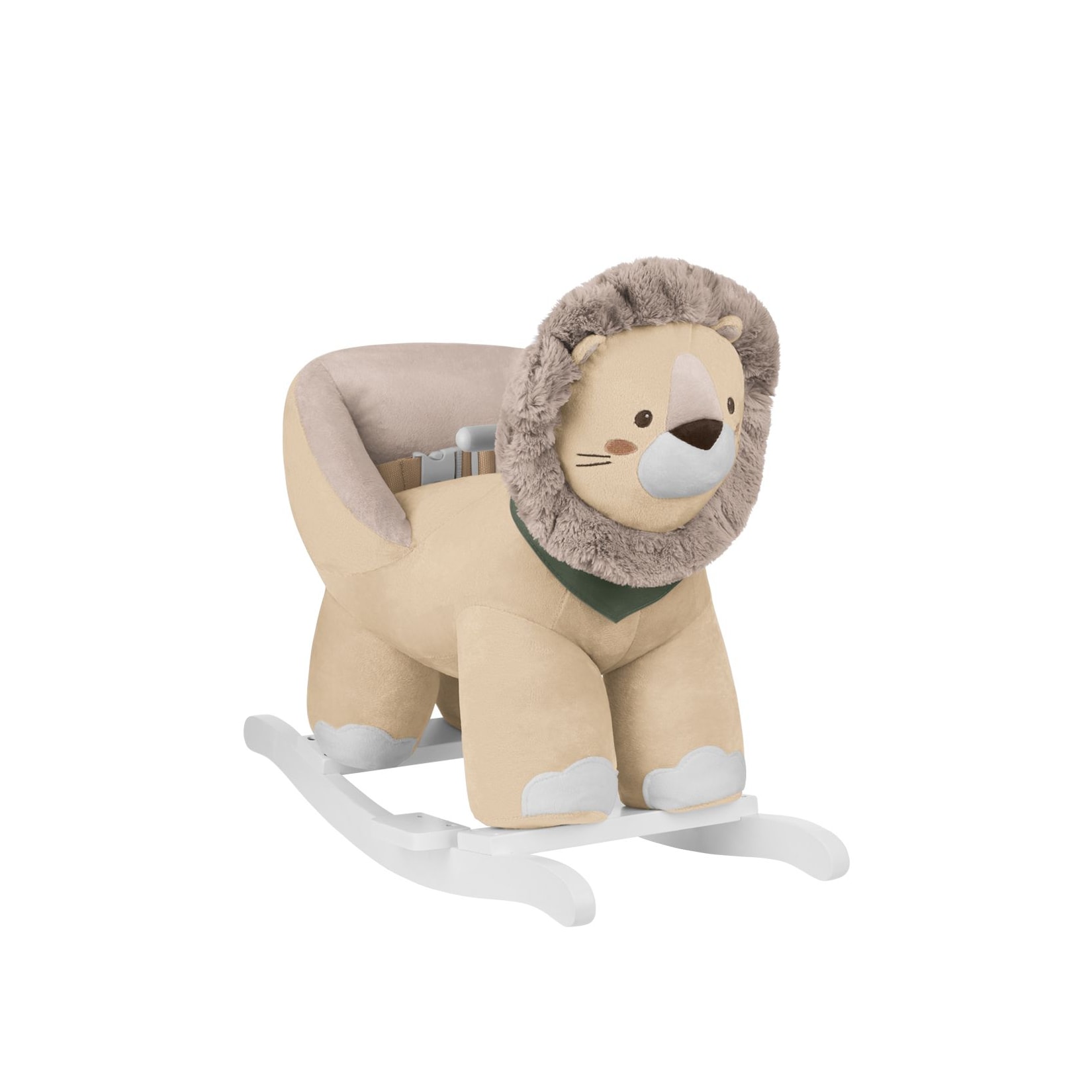 Kikkaboo Schaukeltier Löwe mit Sitz, hohe Rückenlehne Holzkufen Plüsch Fußstütze beige