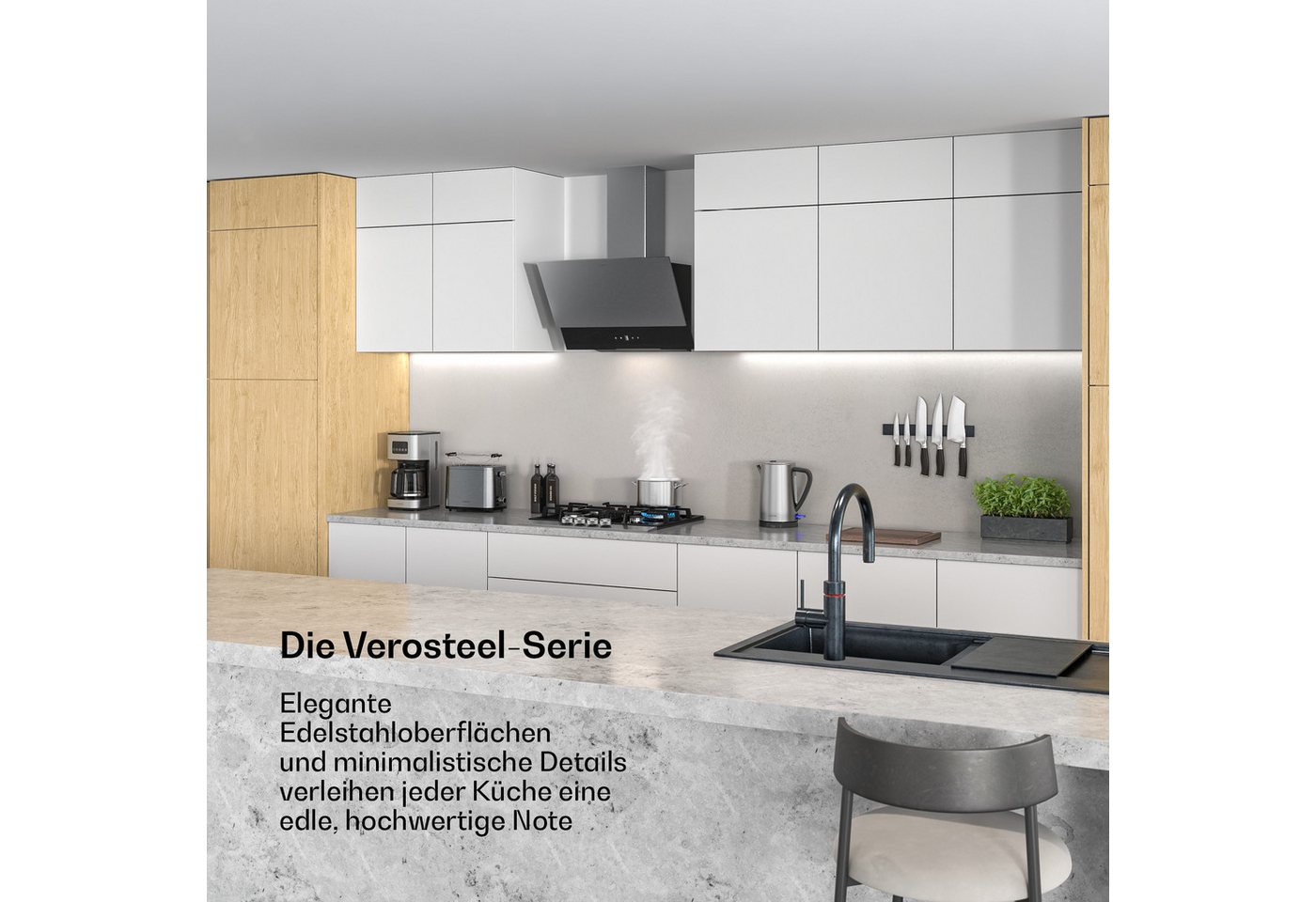 Verosteel Dunstabzugshaube Edel, minimalistisch, kraftvoll Energieklasse A 624 m³/h 60 cm Bild 4