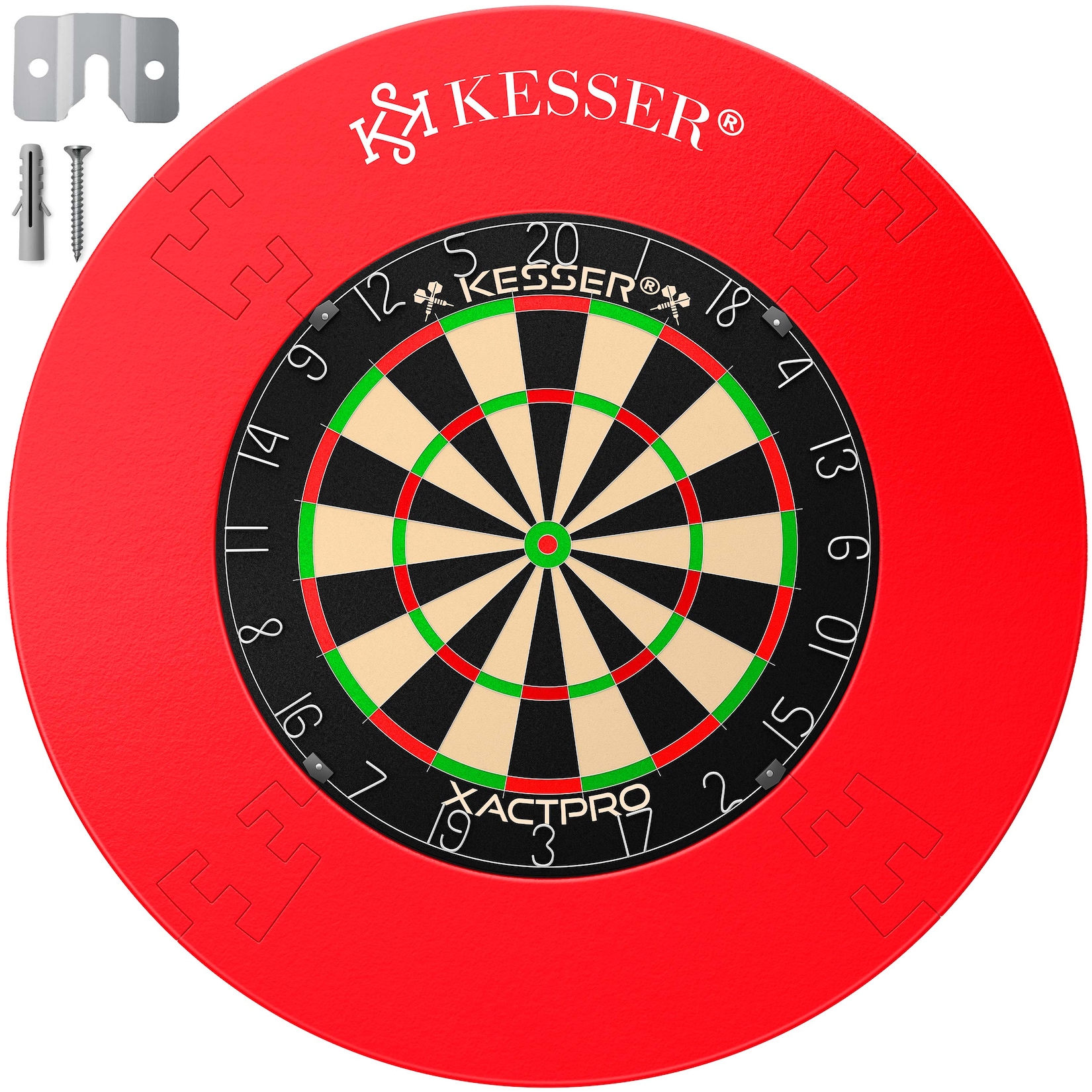 KESSER® Dartscheibe Sisal Professional Dartboard + Zubehör Steeldart Offizielles Dartscheibe Profi Steeldartscheibe - Dartboard inkl. Montageset