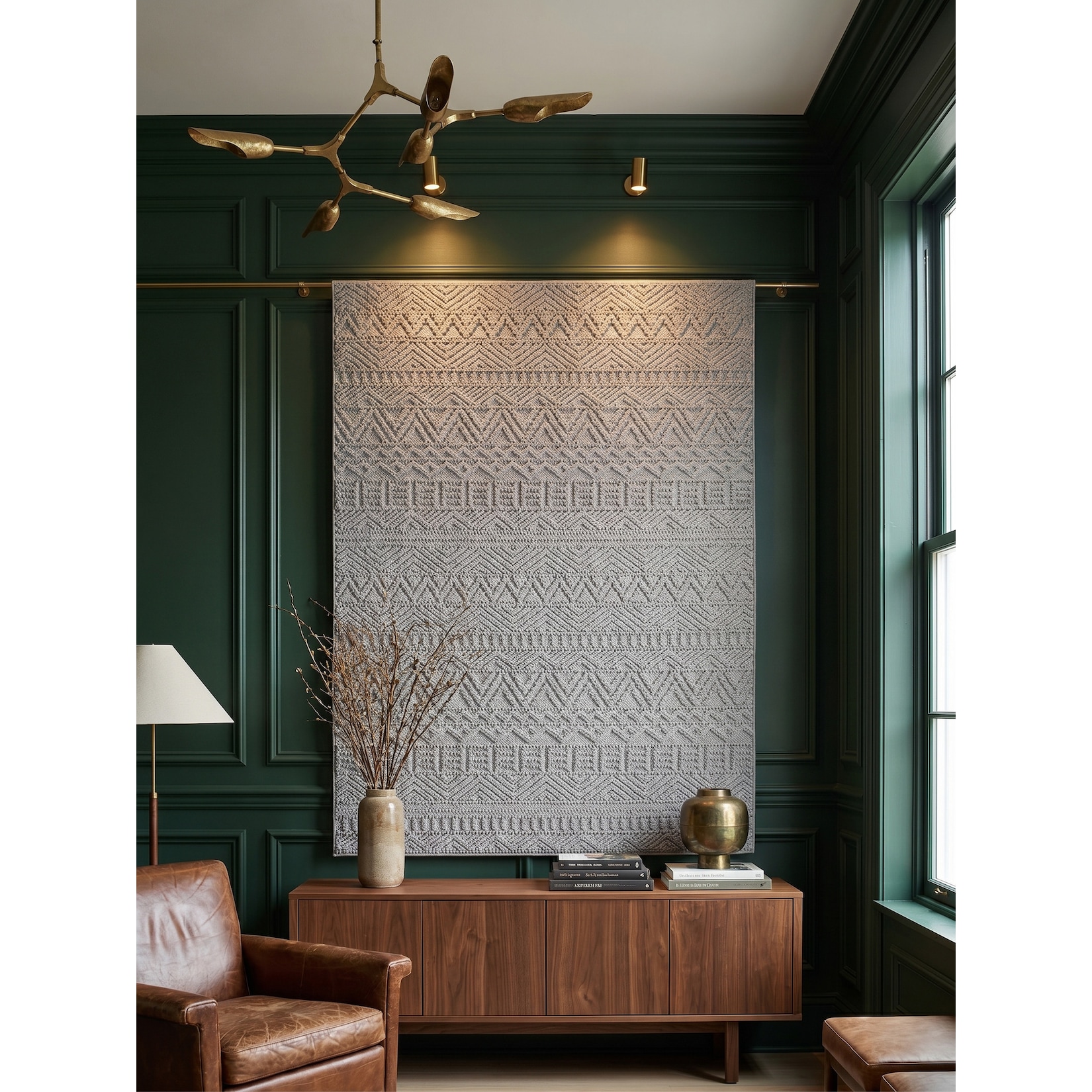 Flachgewebe-Teppich Ethno Silber 120x170 cm Ethno-Streifen