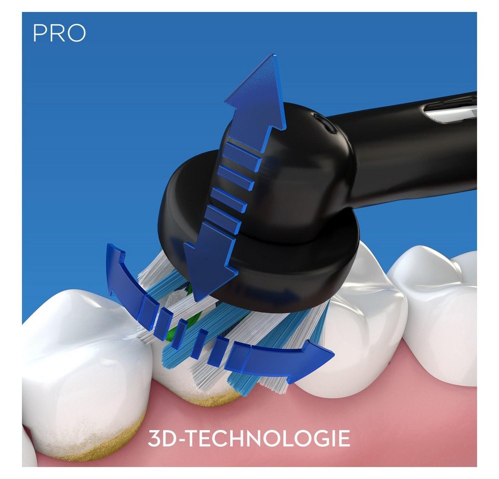 Oral-B Clean & Protect Zahnbürste (3D-Technologie, visuelle Andruckkontrolle, 2 Putzprogramme: Tägliche Reinigung und Sensitiv, bis zu 2 Wochen Akku-Laufzeit, integrierter 2-Minuten-Timer, Handstück mit Ladestation, 1 Aufsteckbürste, 1 Reise-Etui, made in Bild 2