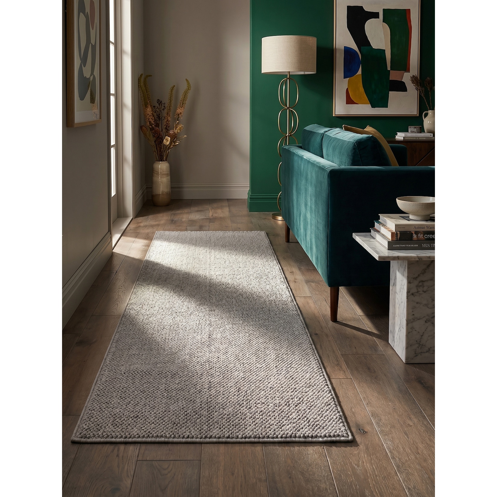 Flachgewebe-Teppich Berber-Tradition Silber 80x250 cm Uni meliert