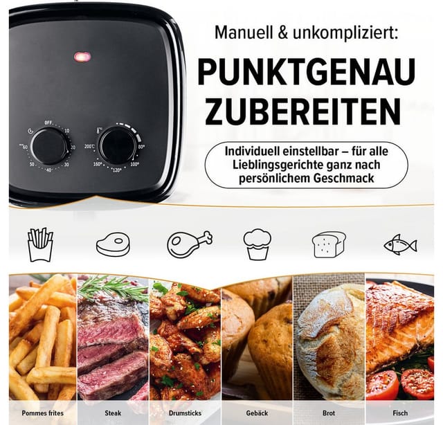 GOURMETmaxx Heißluft-Fritteuse 1300W schwarz