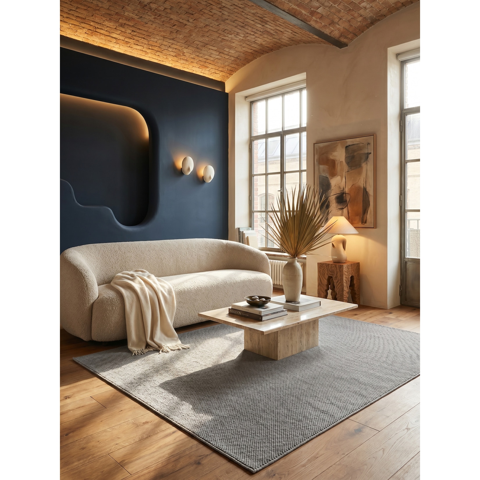 Flachgewebe-Teppich Berber-Tradition Silber 160x230 cm Uni meliert