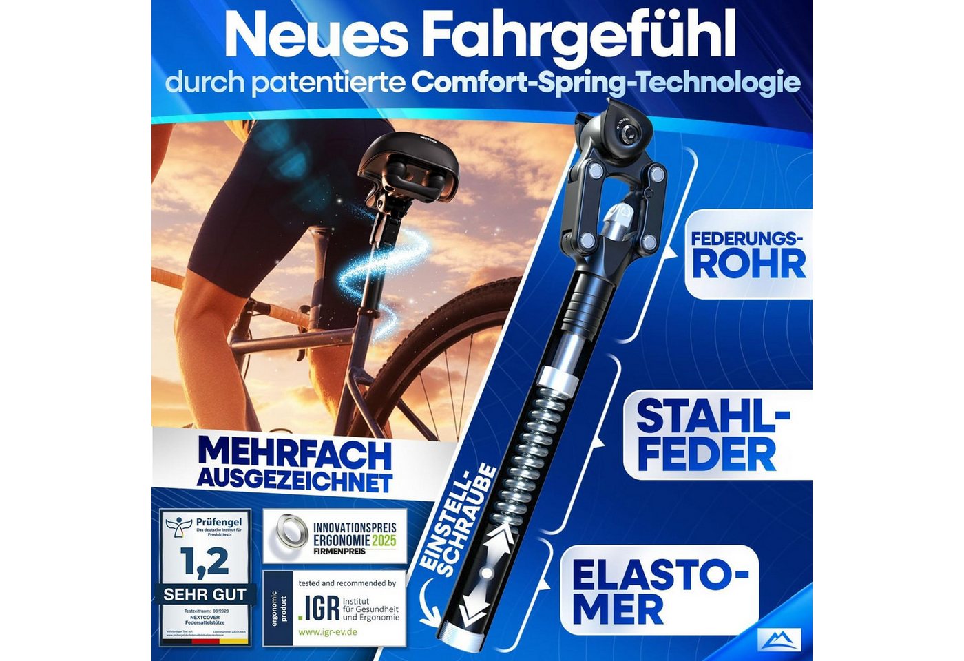 NEXTCOVER Gefederte Sattelstütze Parallelogramm 27,2 mm Comfort-Spring Aluminium Bild 5