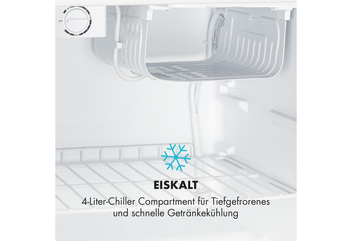 Cool Kid Mini-Kühlschrank mit 4-L-Gefrierfach 66 Liter 41dB Silbergrau Bild 3