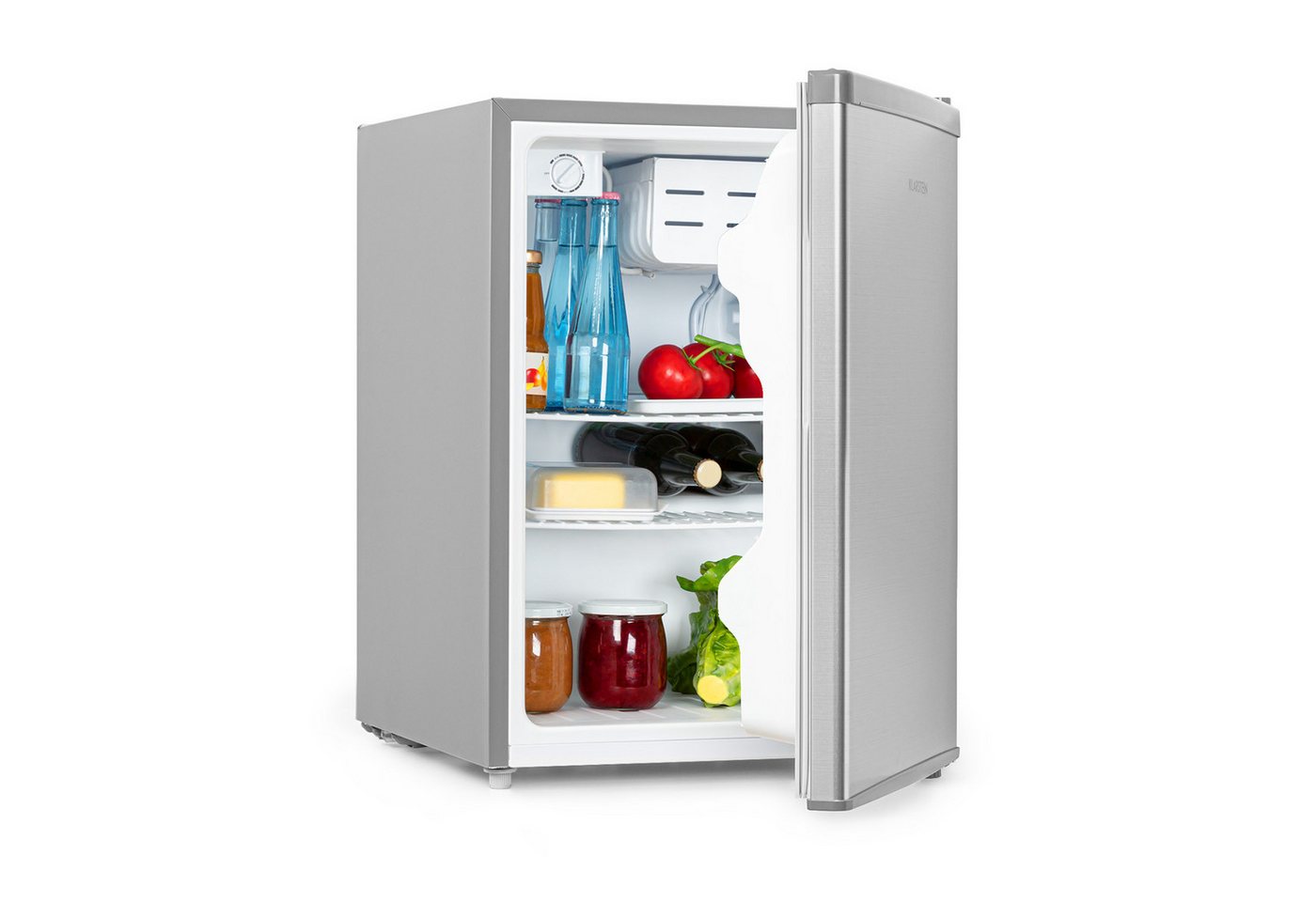Cool Kid Mini-Kühlschrank mit 4-L-Gefrierfach 66 Liter 41dB Silbergrau Bild 4