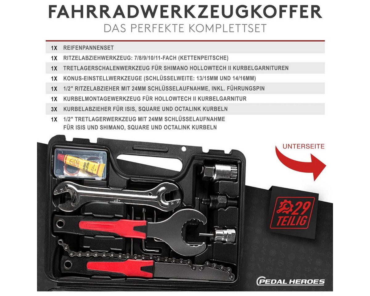 Fahrrad Werkzeug Set 29 Teile mit Koffer, Rahmentasche und Poliertuch Bild 5