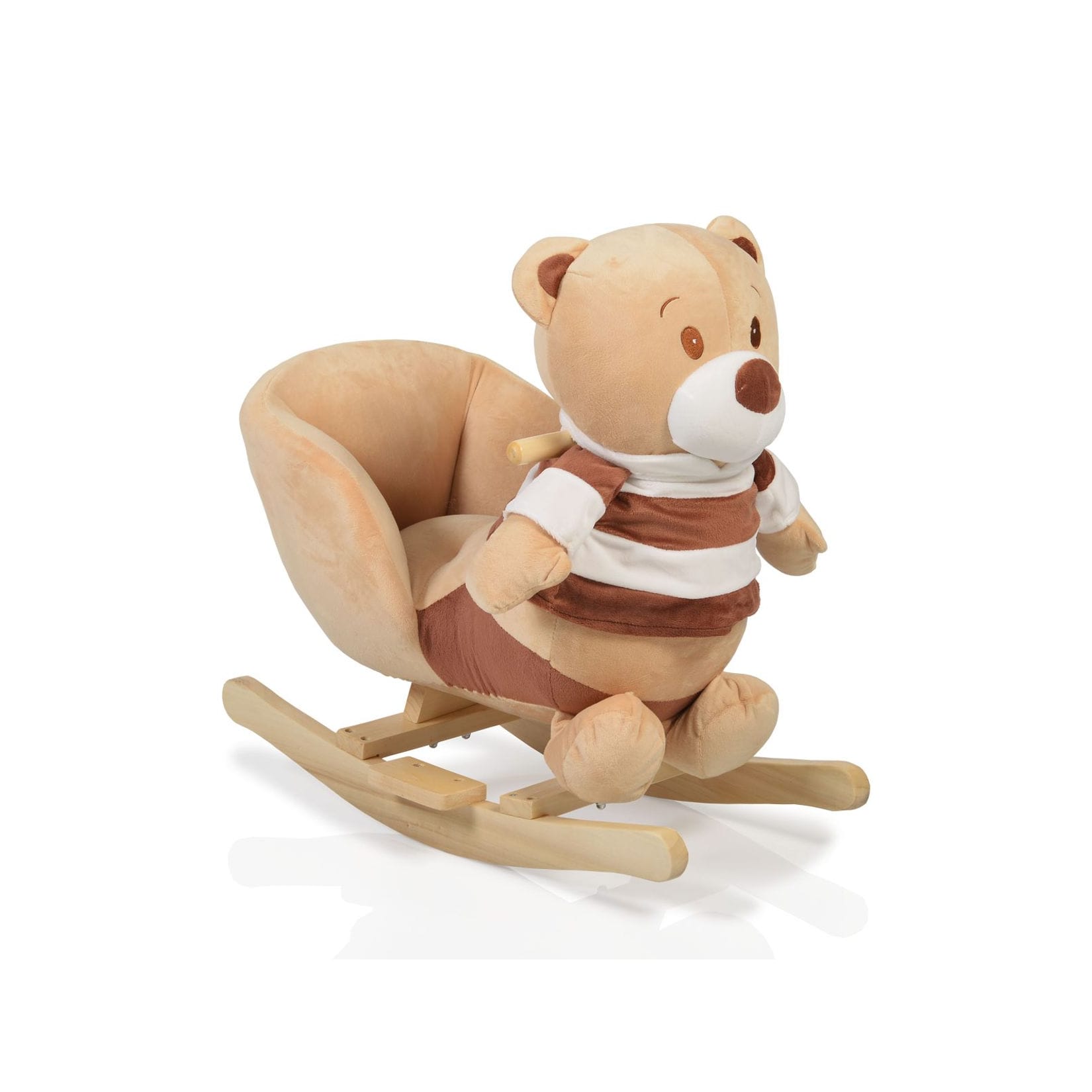 Plüsch Schaukeltier Bär braun WJ-635, Handgriffe aus Holz ab 12 Monate