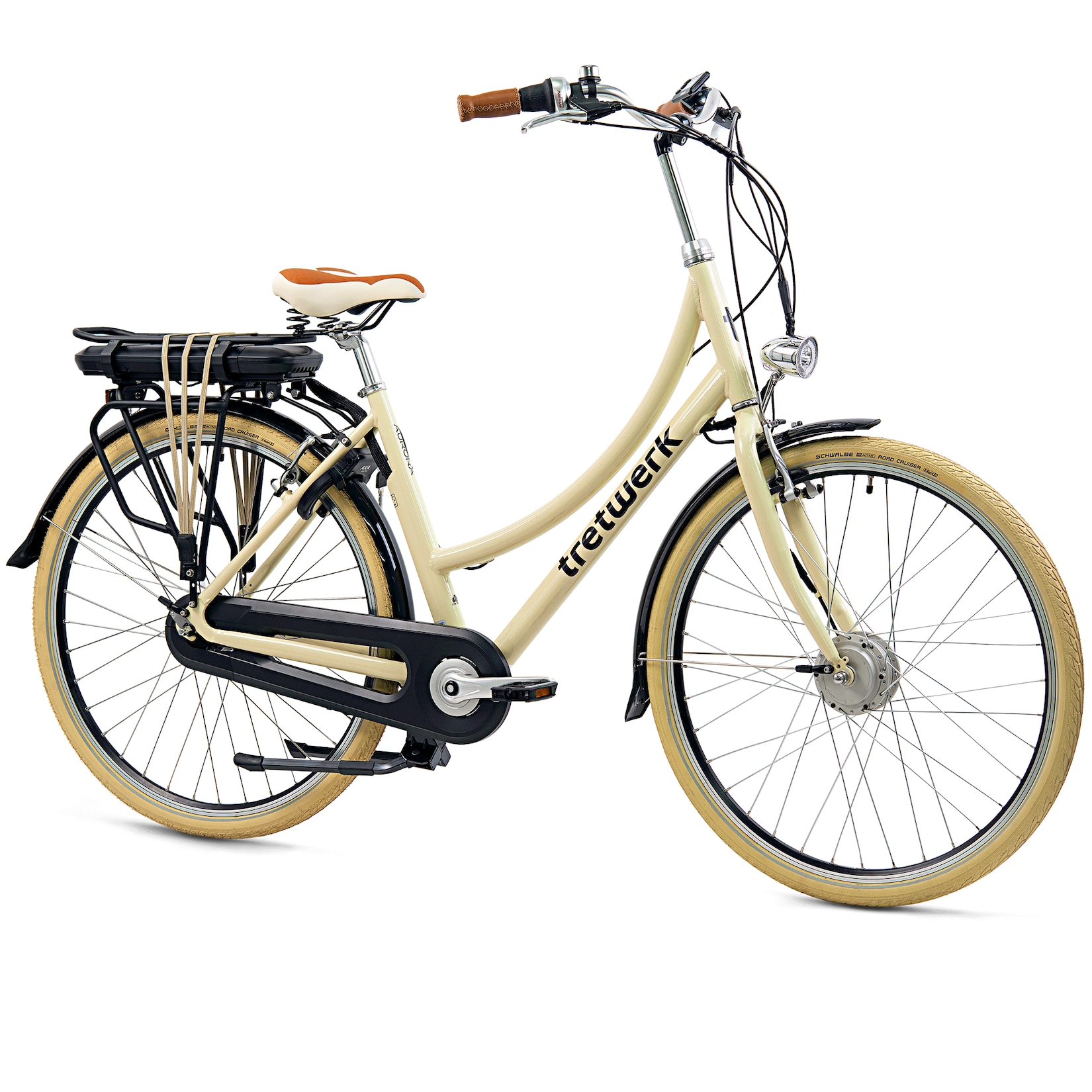 Tretwerk Aurora E Bike Damen 28 Zoll Elektrofahrrad 165 - 185 cm retro Hollandrad E Damenfahrrad mit Nabenschaltung und Rücktritt