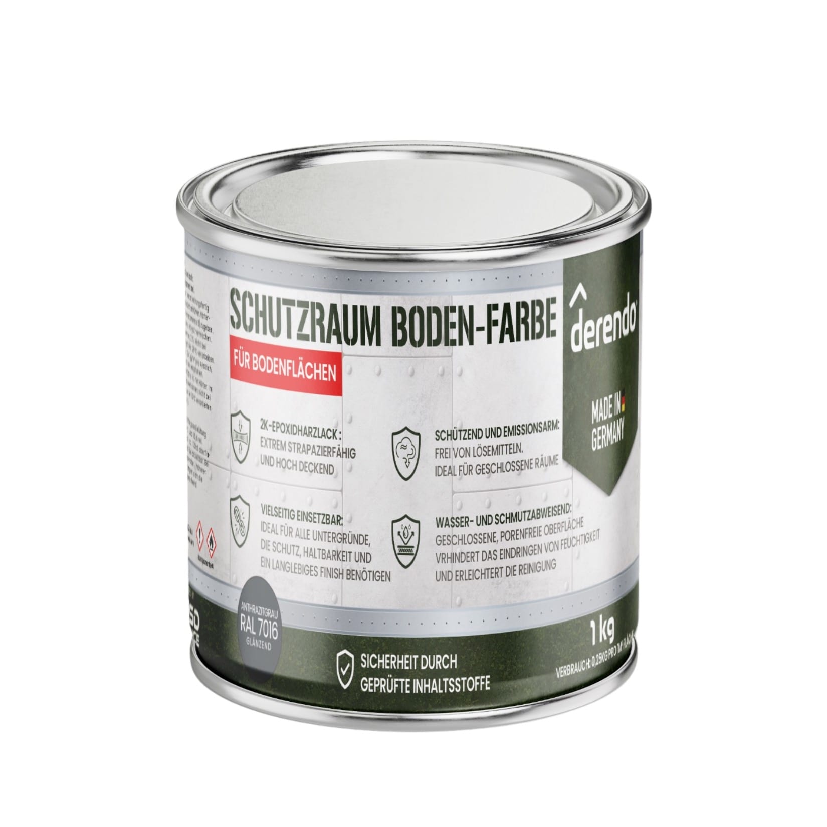 Derendo Schutzraum Bodenfarbe anthrazit 1kg