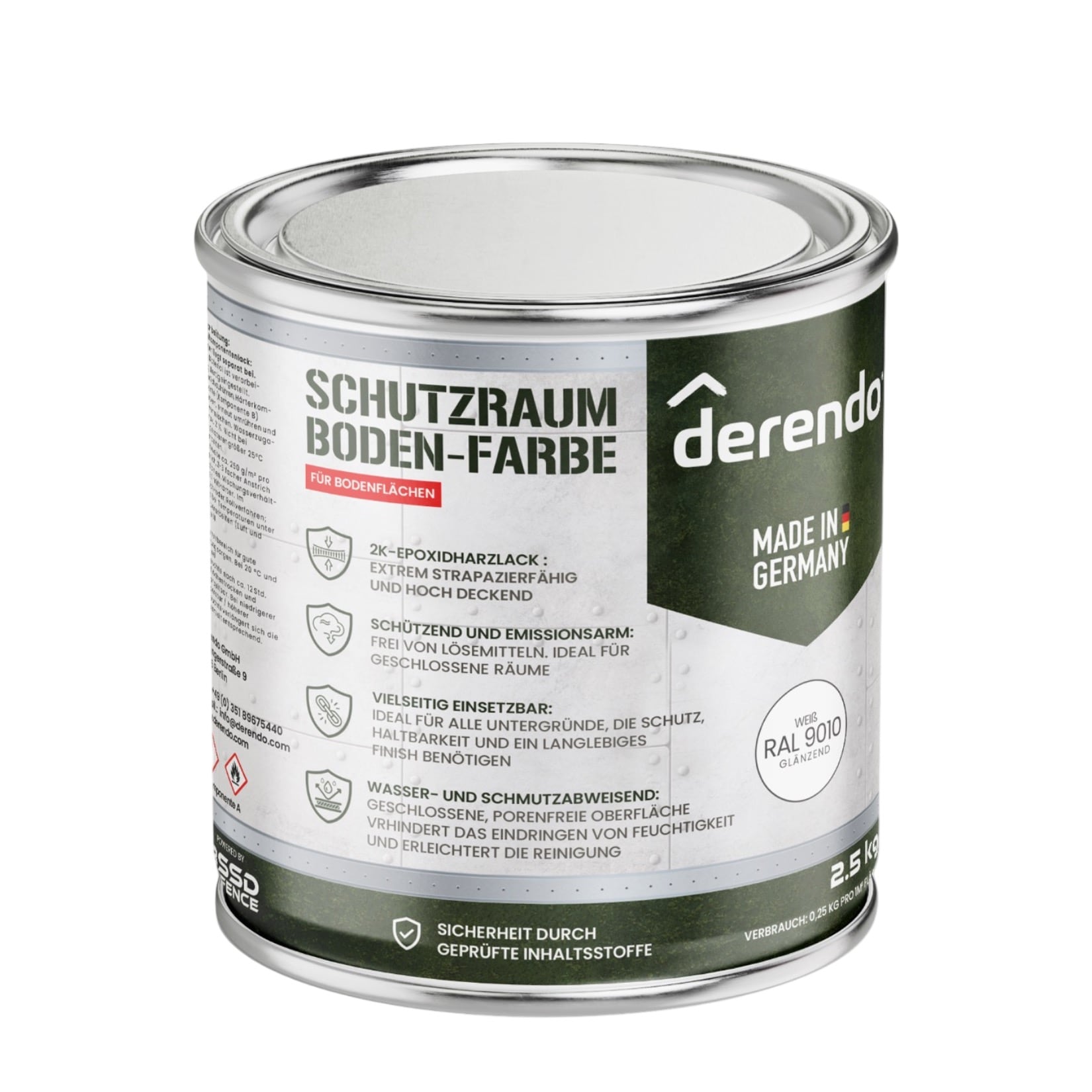 Derendo Schutzraum Bodenfarbe weiß 2.5kg
