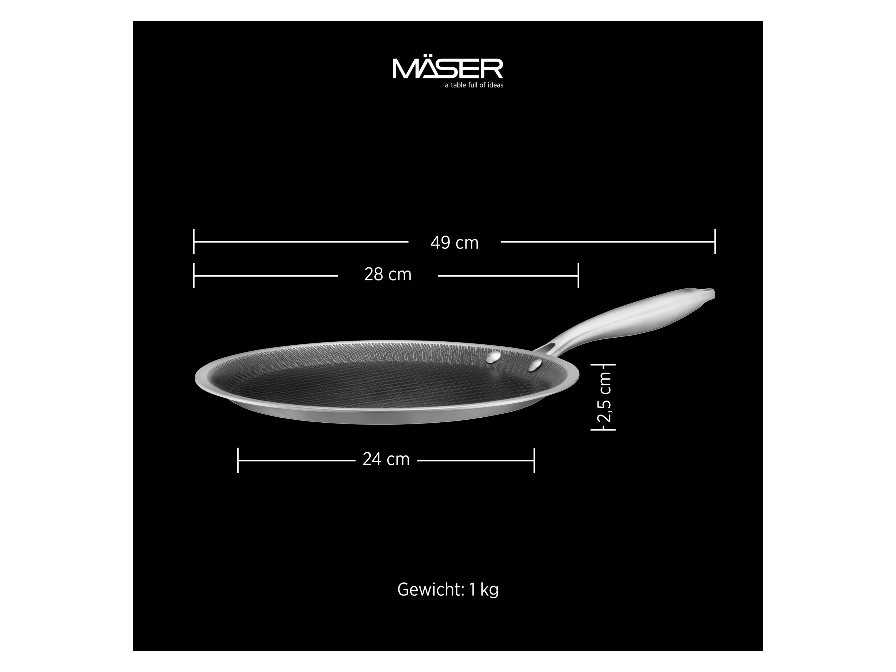 Mäser Crêpe-Pfanne 28 cm, Edelstahl Hestia Keramik Silber / Schwarz Bild 4