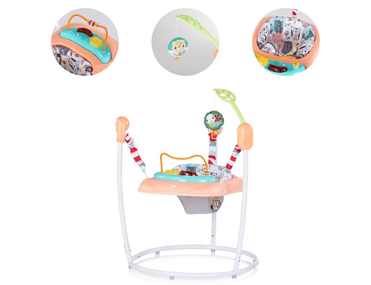 Chipolino Hopser Jumpy Car Musik Licht Hängespielzeug Musikpanel verstellbar rosa